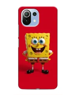 Чехол для Xiaomi Mi 11 Lite с картинкой «Спанч Боб на красном»