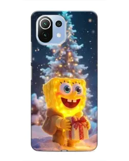 Чехол для Xiaomi Mi 11 Lite с картинкой «Рождественский Спанч Боб»
