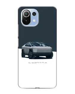 Чехол для Xiaomi Mi 11 Lite с картинкой «Серебристый Cybertruck Tesla»