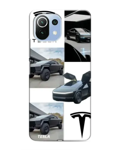 Чехол для Xiaomi Mi 11 Lite с картинкой «Коллаж Cybertruck Tesla»