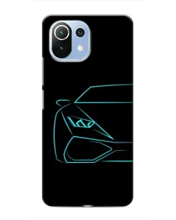 Чехол для Xiaomi Mi 11 Lite с картинкой «Голубой силуэт Lamborghini»