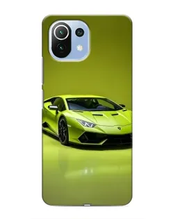Чехол для Xiaomi Mi 11 Lite с картинкой «Салатовый Lamborghini Huracan»