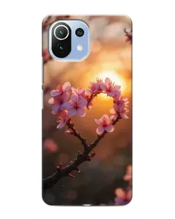 Чехол для Xiaomi Mi 11 Lite с картинкой «Розовый цвет сердце на фоне заката» Чехол для Xiaomi Mi 11 Lite с картинкой «Розовый цвет сердце на фоне заката»