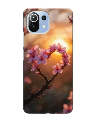 Чехол для Xiaomi Mi 11 Lite с картинкой «Розовый цвет сердце на фоне заката» Чехол для Xiaomi Mi 11 Lite с картинкой «Розовый цвет сердце на фоне заката»