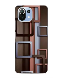 Чохол для Xiaomi Mi 11 Lite з картинкою «Коричневі об'ємні квадрати»