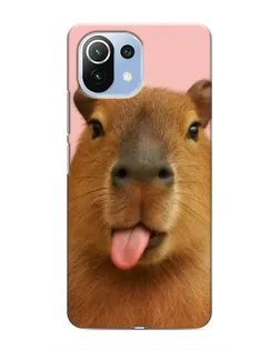 Чехол для Xiaomi Mi 11 Lite с картинкой «Капибара с языком»