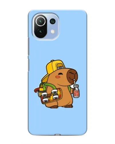 Чехол для Xiaomi Mi 11 Lite с картинкой «Капибара на скейте»