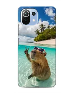 Чехол для Xiaomi Mi 11 Lite с картинкой «Капибара на море»