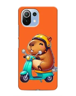 Чехол для Xiaomi Mi 11 Lite с картинкой «Капибара на скутере»