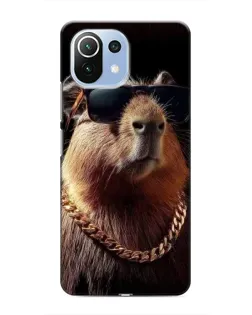 Чехол для Xiaomi Mi 11 Lite с картинкой «Капибара золотая цепь»