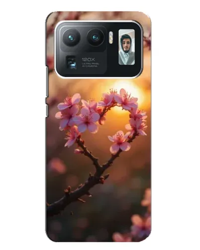 Чехол для Xiaomi Mi 11 Ultra с картинкой «Розовый цвет сердце на фоне заката»