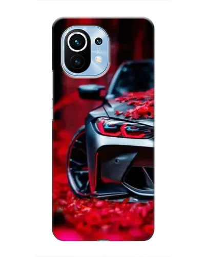 Чехол для Xiaomi Mi 11 с картинкой «Спортивная BMW и цветы»