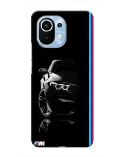 Чехол для Xiaomi Mi 11 с картинкой «Силуэт BMW в темноте»