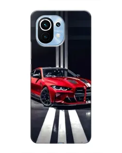 Чехол для Xiaomi Mi 11 с картинкой «Красная BMW на дороге»