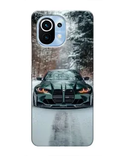 Чехол для Xiaomi Mi 11 с картинкой «BMW в зимнем лесу»