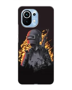 Чехол для Xiaomi Mi 11 с картинкой «PUBG — огненный силуэт»