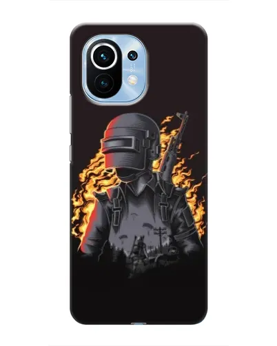 Чехол для Xiaomi Mi 11 с картинкой «PUBG — огненный силуэт»
