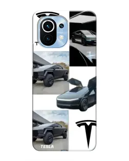 Чохол для Xiaomi Mi 11 з картинкою «Колаж Cybertruck Tesla»