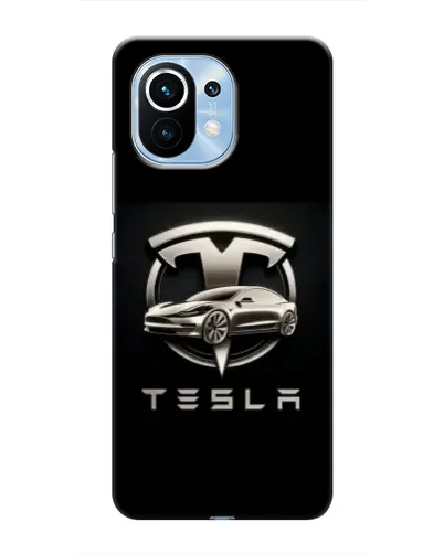 Чехол для Xiaomi Mi 11 с картинкой «Tesla — серебристое авто»