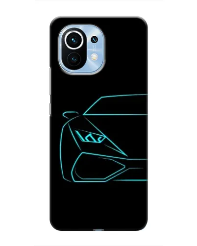 Чехол для Xiaomi Mi 11 с картинкой «Голубой силуэт Lamborghini»