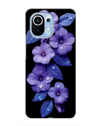 Чехол для Xiaomi Mi 11 с картинкой «Фиолетовые цветы с росою»