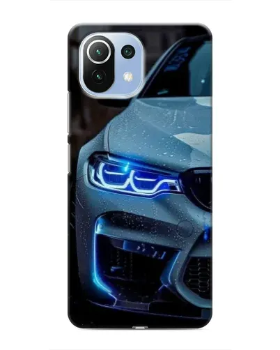 Чехол для Xiaomi Mi 11i с картинкой «Взгляд BMW с синими фарами»