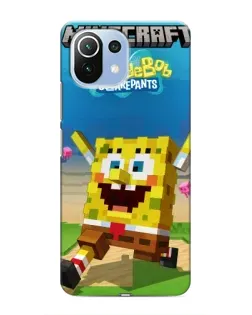 Чохол для Xiaomi Mi 11i з картинкою «Губка Боб Minecraft»