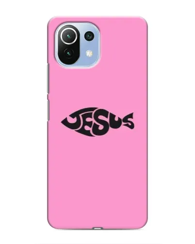 Чехол для Xiaomi Mi 11i с картинкой «Розовый символ  Jesus»