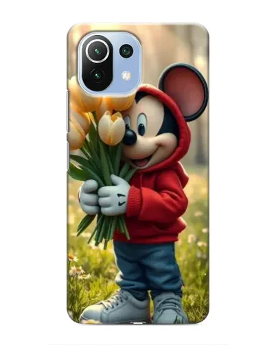 Чехол для Xiaomi Mi 11i с картинкой «Микки с тюльпанами»