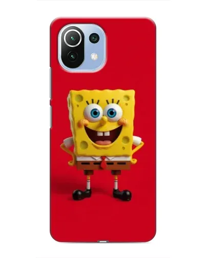 Чохол для Xiaomi Mi 11i з картинкою «Спанч Боб на червоному»