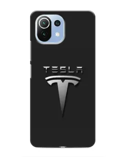 Чохол для Xiaomi Mi 11i з картинкою «Сталевий логотип Tesla»