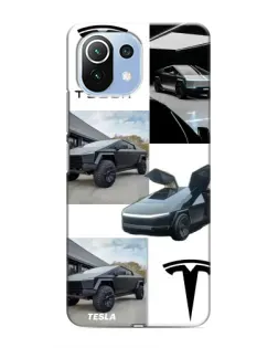 Чохол для Xiaomi Mi 11i з картинкою «Колаж Cybertruck Tesla»