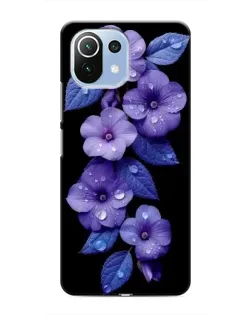 Чохол для Xiaomi Mi 11i з картинкою «Фіолетові квіти з росою»