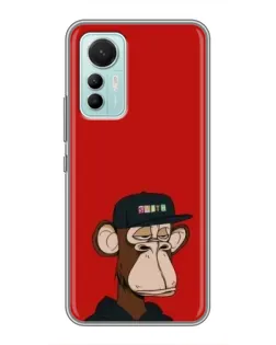 Чохол для Xiaomi Mi 12 Lite з картинкою «Bored Ape — червоний фон»