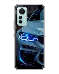 Чохол для Xiaomi Mi 12 Lite з картинкою «Погляд BMW з синіми фарами»