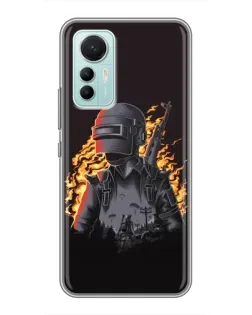 Чехол для Xiaomi Mi 12 Lite с картинкой «PUBG — огненный силуэт»