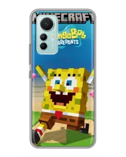 Чохол для Xiaomi Mi 12 Lite з картинкою «Губка Боб Minecraft»