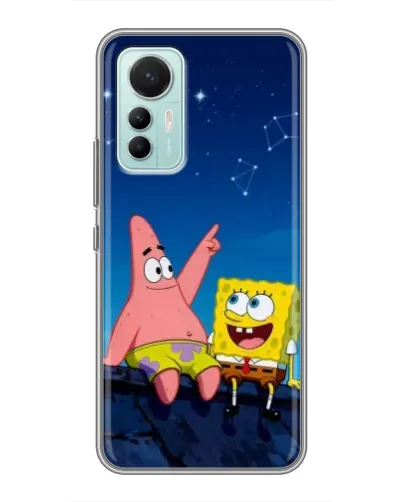 Чохол для Xiaomi Mi 12 Lite з картинкою «Губка Боб та Патрік вночі»