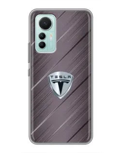 Чехол для Xiaomi Mi 12 Lite с картинкой «Металлическая текстура Tesla»