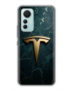 Чехол для Xiaomi Mi 12 Lite с картинкой «Мраморная Tesla Gold»