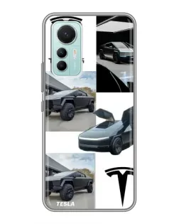 Чехол для Xiaomi Mi 12 Lite с картинкой «Коллаж Cybertruck Tesla»