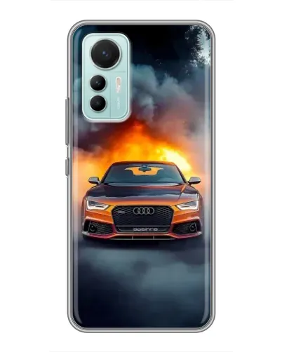 Чохол для Xiaomi Mi 12 Lite з картинкою «Audi у вогняному диму»