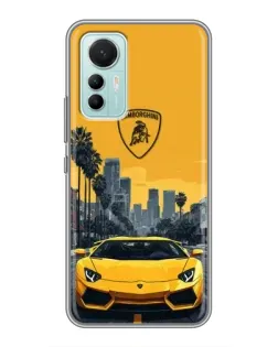 Чехол для Xiaomi Mi 12 Lite с картинкой «Желтый Lamborghini город»