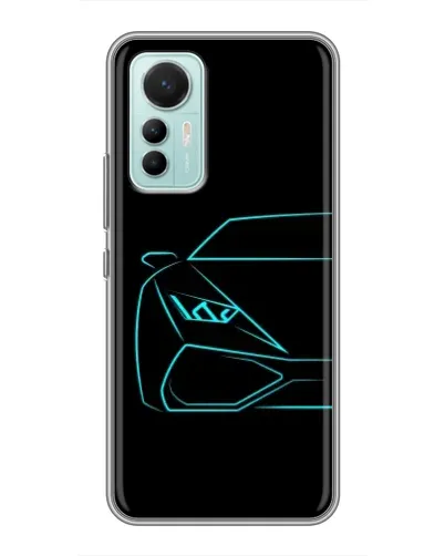 Чехол для Xiaomi Mi 12 Lite с картинкой «Голубой силуэт Lamborghini»