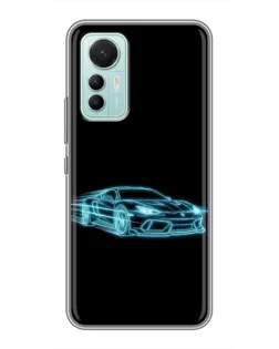 Чехол для Xiaomi Mi 12 Lite с картинкой «Неоновый контур Lamborghini»