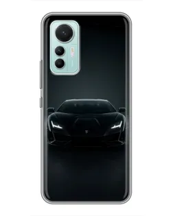 Чехол для Xiaomi Mi 12 Lite с картинкой «Черный Lamborghini Aventador»