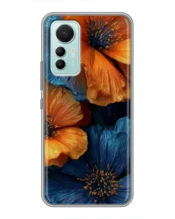 Чохол для Xiaomi Mi 12 Lite з картинкою «Яскрава синьо-помаранчева флора»