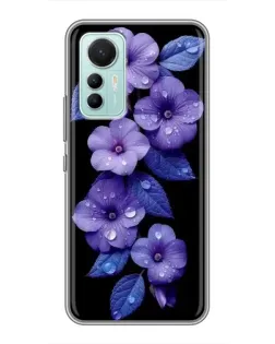 Чохол для Xiaomi Mi 12 Lite з картинкою «Фіолетові квіти з росою»