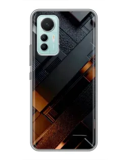 Чехол для Xiaomi Mi 12 Lite с картинкой «Черные геометрические блоки»