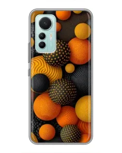Чехол для Xiaomi Mi 12 Lite с картинкой «Объемные оранжевые сферы»